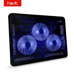 HAVIT Ventola di Raffreddamento Tappetino Tappetino Silenzioso Cool Pad Blu LED USB Cooler con 3 Ventole Laptop Notebook da 15