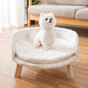 Husdjur bäddsoffa hund säng höst och vinter mjuk kanin päls katt sängar kennel avtagbar och tvättbar matta husdjur levererar katt tillbehör 210713