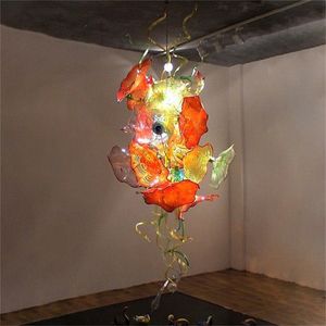 Nowoczesne lampy niestandardowe wisiorek oświetlenie kwiatowe świeczniki do sypialni Bankiet Hall of Home Crystal Murano Glass Chandelier Office Multi Color Light 80 * 150 cm