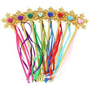 2021 fadas de floco de neve de ouro fitas varejos streamers xmas festa de casamento cos princesa gem sticks magic wands confetti crianças favores de aniversário