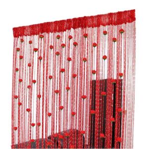 Door String Curtain Rose Flower Window Thread Curtain Hanging Curtain Valance Divider Decorative for party bedroom wedding 210712