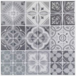 Art3d 30x30cm Peel and Stick Backsplash 3D Wall Stickers Self-adhesive Water Proof Gray Talavera Mexican Tiles for Kitchen Bathroom Bedroom , Wallpapers(10-Sheet)