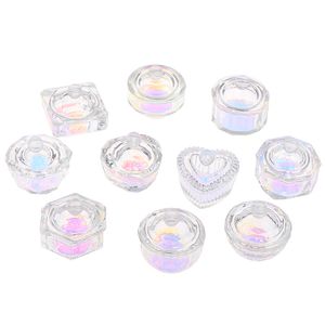 1pc Rainbow Crystal Clear Acrylic Liquid Dish Tappen Dish Glass Cup med lockskål för akrylpulvermonomer Nail Art Tool