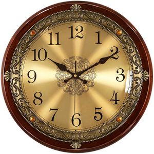 Lüks Ahşap Duvar Saati Metal Retro Nordic Amerikan Tarzı Altın Sessiz Duvar Saatleri Yatak Odası Shabby Chic Oturma Odası Horloge Hediye 210724