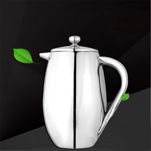 Kaffekanna fransk pressmaskin Dubbelväggigt vattenkokare Rostfritt stål 350 ml Moka Filter Anti-Scald 210423