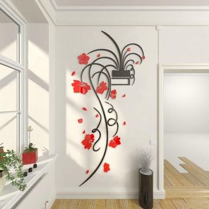 Wall Stickers Living Room Porch Flower Sticker 3D Decoration Art Wallpaper Orchid Mural Decals Quality Acrylic Creative DIY Gift