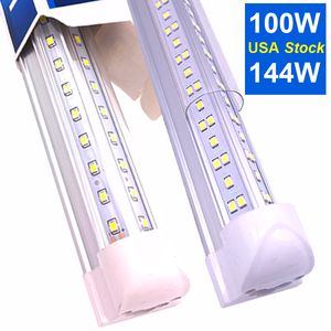 LED TUBE T8 8 FT 8FT Высокий просвета Lumen LED трубки света V Форма интегрированная двойная сторона складской заводской освещение охладитель дверь гараж мастерская подвал