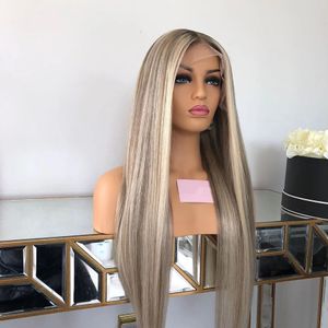 البرازيلية تسليط الضوء على Platiunm شقراء 13x6lace الجبهة شعر الشعر البشري للنساء OMBRE الدانتيل الشفافة REMY HARILLINE FULL LACEWIGS 13x4 مبيضة