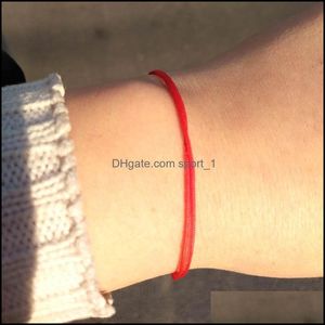 Charm JewelrySimple İnce Şanslı Kırmızı Dize Bilezik Halat Dostluk Bilezikler Bangles perserler Damla Teslimat Ynxb1