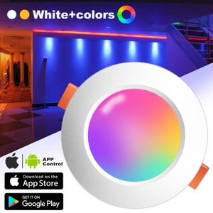 Downlights Smart LED Downlight 7W RGB Change Bluetooth Spot Recessed Round Ceiling Light 220V Spotlight Indoor Home Lighting Non Wifi