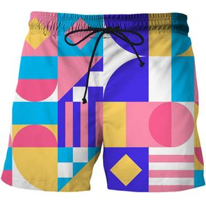 Men's Shorts 2021 Summer Swimming Trunks Geometry 3D Printing Casual Beach Pants Fitness Street Comfortable Fashion Sports