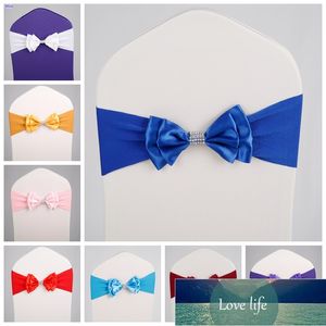 20 Colours Wedding Satin Chair Sash Spandex Bow Tie Band Ready Made For Use Banquet Hotel Party Decoration