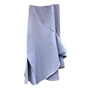 Chic Solid Irregular Ruffles Woman Skirts Korean Fashion Asymmetrical Design Mid Length Skirt Spring High Waist Faldas Mujer 210514