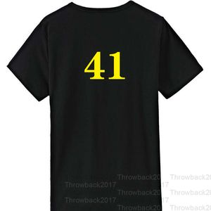 Nr. 41 schwarzes II-T-Shirt zum Gedenken, exquisite Stickerei, hochwertiger Stoff, atmungsaktiv, Schweißabsorption, professionelle Produktion