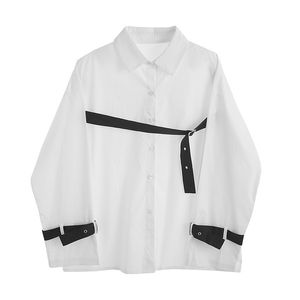 Yohji Dark Men Casual T Shirts Bandage Stripe Stitching Märke Design Withe Male Shirts Owen Japan Koreansk stil Kläder Streetwear
