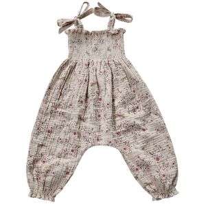 여름 소녀가 인쇄 된 스트랩 조정 가능한 바지 Jumpsuit 어린이 romper 아기 옷 210515