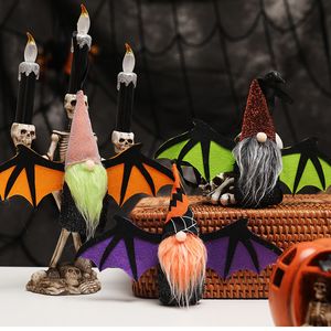 Party Supplies Halloween Hängende Gnome Ornamente mit Fledermausflügel Plüsch Gesichtslose Puppe Gefüllte Elf Zwerg Spielzeug Home Dekoration PHJK2108