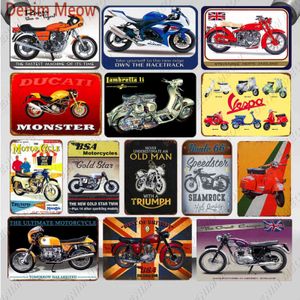 Vintage Motocykle Metalowy znak cyny Triumph Motor Sztuka Plakat Vespa Malowanie Żelazo Platy Pub Garage Club House Decor Wy11 H1110