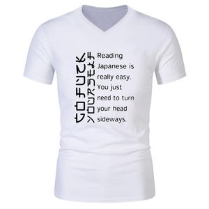 T-shirt da uomo 2021 estate T-shirt giapponese T-shirt divertente uomo manica corto di cotone manica UE Dimensione UE di alta qualità Casual Top casual Black White scollo a V umorismo Tshirt