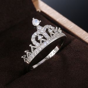 Rose Gold Crystal Crown Ring Dimmond Reagement Wedding Pierołów