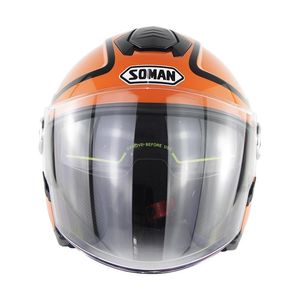 Motosiklet Kaskları ECE-R22 / 05 / Nokta Sertifikası SM519 Yarım Yüz Casco Capacete Moto Motor 3/4 Parlayan Turuncu Renk