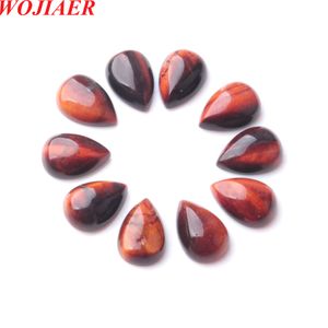 WOJIAER Small Size Natural Red Tigers Eye GemStone Pear Cabochon CAB No Hole Beads For DIY Ring Jewelry Making 7x10mm Z9099