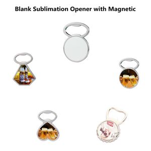 2 in 1 Blanks Sublimation Opener Frigo Bridge Magnet Heat Transfer Transfer Metallo Birra Bottiglia Cavatappi Outdoor Portatile Apristitori bianchi portatili con fornitori di bar magnetici fai da te