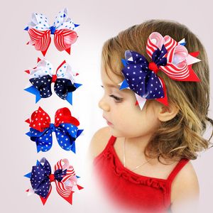 Children Hair Accessories America Independence Day Baby Flag Hairpins Girls Bowknot Hairclips toddler Cute Barrettes M3455