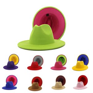 Fedora-Hüte für Damen im Großhandel 2021 neue Designer-Woll-Fedora mit breiter Krempe 2 zweifarbige Hüte für Männer und Frauen WXY149