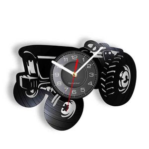 Retro Traktör Vinil Albümü Yeniden Amaçlı Kayıt Saati Çiftlik Evi Ulaşım Duvar Sanatı Hasat Ev Dekor Vinil Disk Craft Saat H1230