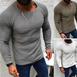 Fischer Pullover Grau Pullover Männer Herbst Winter Crew Neck Pullover Pullover Streetwear Warme Tops 2021 Trends Männer Kleidung Y0907