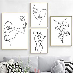 Wholesale drawing figures resale online - Nordic Minimalist Figures Line Art Sexy Woman Body Nude Wall Canvas Paintings Drawing Posters Prints Decoration for Livingroom