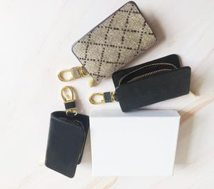 Senaste Key Chiain Plånbok för Kvinnor Män Designer Keychain Holder Brand Coin Purse Pochette Ladies Bag med låda