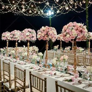 Metal Candle Holders Flowers Vase Candlestick Centerpieces Road Lead Candelabra Centerpieces Wedding porps Christmas decoration 220122