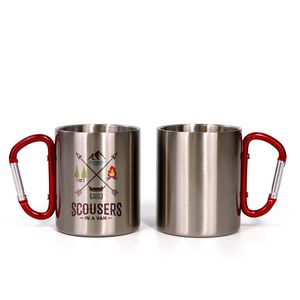 Sublimations-Kaffeetasse mit Karabiner, doppelwandig, tragbar, Outdoor-Trinkbecher, Edelstahl-Wasserflasche, Großhandel A02