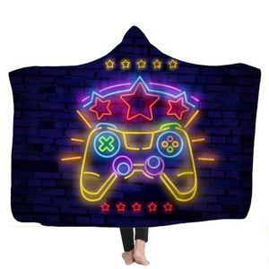 子供大人ゲームコンソールリモートコントロールハンドル毛布フリースホーム暖かいゲームパッドフード付き毛布ウェアラブル子供キッズギフト
