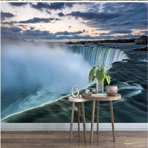 3d landscape wallpapers Waterfall HD background wall modern wallpaper for living room