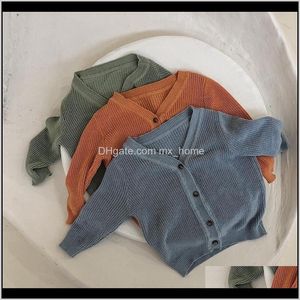 Cardigan Baby Clothing Baby Maternity Drop Dostawa 2021 Dzieci VNeck Solid Color Dzianiny Cardigans Chłopcy Dziewczyny Casual Długie Rękaw Swetry Chil