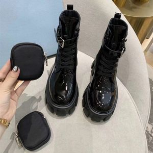 Toppkvalitet Kvinnor Designers Rois Boots Ankle Martin Boot Militär inspirerad Combat Nylon Bouch Avtagbara väskor med låda