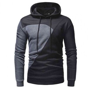 Patchwork Hoodies Men Hooded Sweatshirt Thin Fleece Lining Pullover Top Men Hoodies sudaderas con capucha Y211122