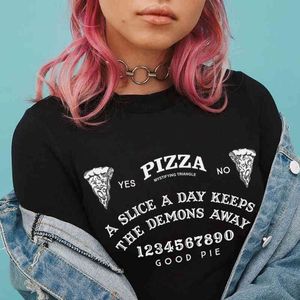 Женщина Tshirts Pizza Lover Ouija Board Hipster Графическая TEE Унисекс Женщины Человек Симпатичные Гранж Готи Одежда Tumblr Хэллоуин Рубашка 210518