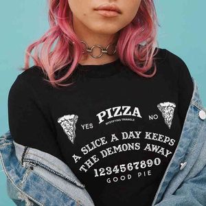 女性Tシャツピザ恋人OUIJAボードヒップスターグラフィックティーユニセックス女性男かわいいグランジゴス服Tumblrハロウィーン魔女のシャツ210518