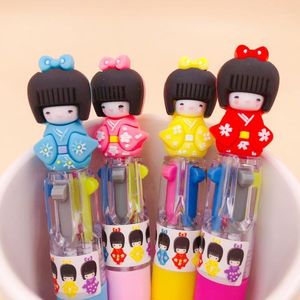 BallPoint Pennor st Färger Japanska Doll Pen Cartoon Mini Animal Ball Skolkontor Skriva Tillbehör Stationery Present