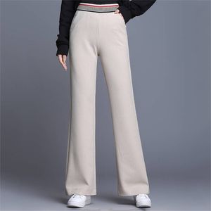 Eleganckie Szczupłe Spodnie Flare Kobiety Moda Streetwear Wysoka Talia Dzwon Dolny Dolny Dolny Dorywczo Rozciągliwy Color Spodnie 2XL 210915