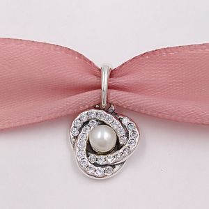 Mothers Day 925 Sterling Silver Pärlor Lysande kärlek Knot Charms passar europeisk pandora stil smycken armband halsband 390401wcp mamma gåvor annajewel