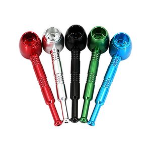 Portable Metal Smoking Pipes Aluminum Alloy Mini Hand Pipe Multi-Color Smoke Tube Tobacco Herb Cigarette Holder Smoke Accessories Tools ZL0325