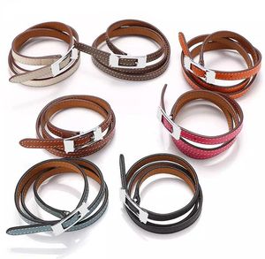 2022 Jewelry wholesale belt buckle, three layer leather bracelet, letter men and women Bracelet