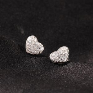 Designer Uomo Orecchini a cuore Hip Hop Ear Stud Moda S925 Orecchino da donna con diamanti Orecchini maschili Orecchini a bottone Zircone Bling Rapper Anello per orecchio hiphop da uomo