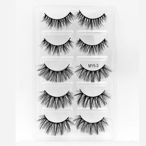 Handmade Reusable 3D False Eyelashes 5 Pairs Set Soft & Vivid Multi-layers Thick Curly Fake Lashes Extensions Makeup For Eyes Easy To Wear With Pink Packing Box