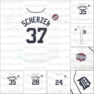 Retro Honkbalshirt 2012 Tigers Thuisshirts 37 Max Scherzer 24 Miguel 35 Justin Verlander 28 Prince Fielder